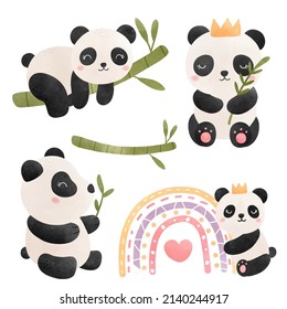 cute baby panda, vector illustration