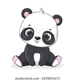 Cute baby panda. Vector illustration for baby shower, greeting card, party invitation, fashion clothes t-shirt print.