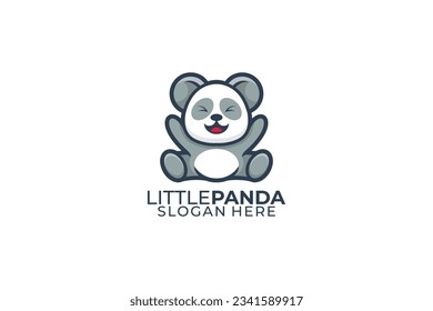cute baby panda vector template design logo