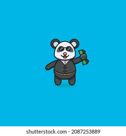 Cute Baby Panda Wearing businessman Costume. Character, Logo, Icon And Inspiration Design. Vector And Illustration.