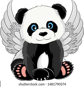 cute baby Panda with wings