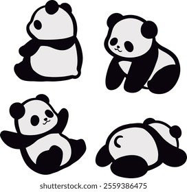 cute baby pandas vector images