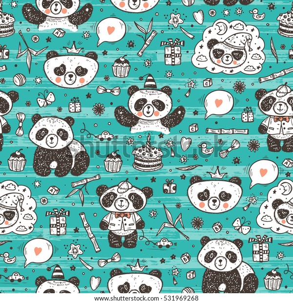 Get Cute Baby Pandas Vector Seamless Pattern Stock Vector Royalty HD Wallpaper Cute Baby Pandas Vector Seamless Pattern Stock Vector Royalty For Android Free