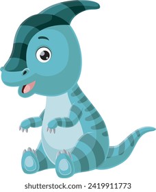 Cute baby parasaurolophus dinosaur cartoon