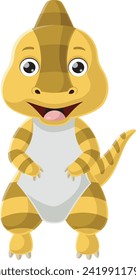 Cute baby parasaurolophus dinosaur cartoon