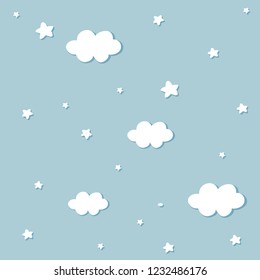 cute baby pattern with clouds and stars