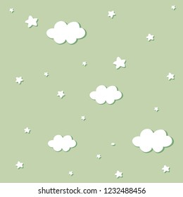 cute baby pattern with clouds and stars