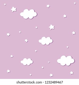 cute baby pattern with clouds and stars