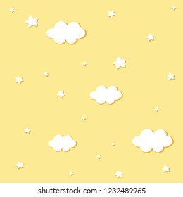 cute baby pattern with clouds and stars