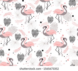 Cute baby pattern with flamingo