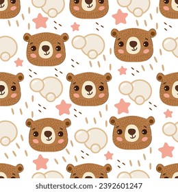 Cute baby pattern with Teddy bears vector