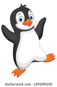 Cute Baby Penguin Cartoon Isolated On Stock Vector (Royalty Free ...