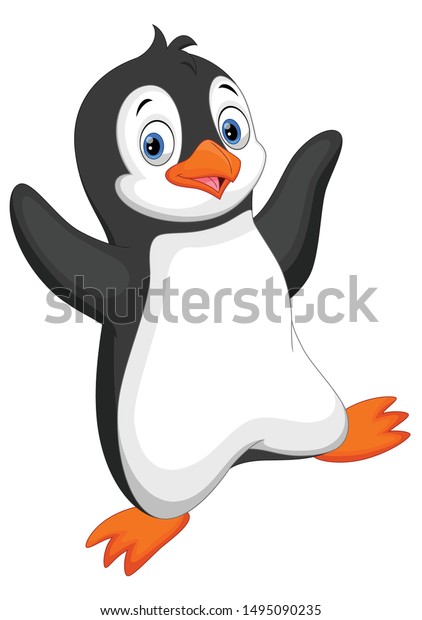 Cute Baby Penguin Cartoon Isolated On Stock Vector (Royalty Free ...