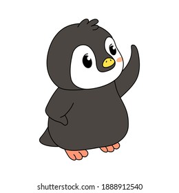 Cute baby penguin cartoon is waving isolated, Antarctic bird, EPS 10 Vector.