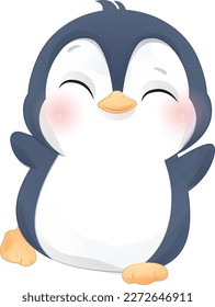 Cute and cute baby penguin character design