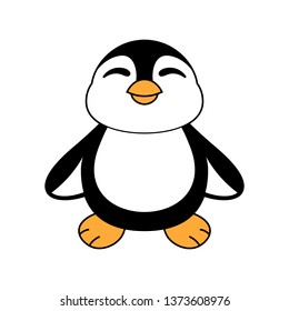 Cute baby penguin icon in flat style. Antarctic bird, animal illustration.
