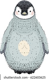 Cute baby penguin illustration