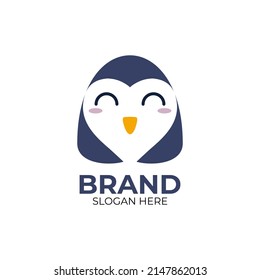 cute baby penguin logo vector