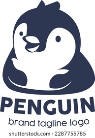 Cute baby penguin logo vector mascot animal illustration 