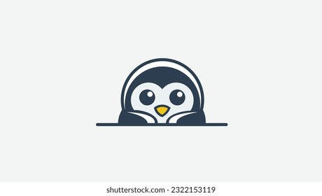 cute baby penguin logo vector design template