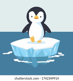 Cute baby penguin on ice floe vector