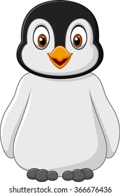 Cute baby penguin posing isolated on white background