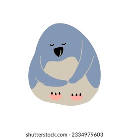 Cute baby penguin sleeping in a sitting position. Arctic animal vector illustration. Winter season print.