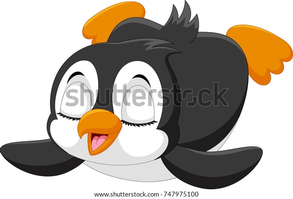 Le Mignon Pingouin Bebe Glisse Sur Image Vectorielle De Stock Libre De Droits