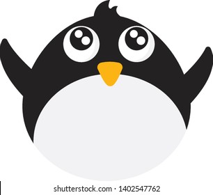 A cute baby penguin with small beak and large eyes , vector, color drawing or illustration.