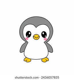 Cute Baby Penguin standing on white background. flat design vector illustration.