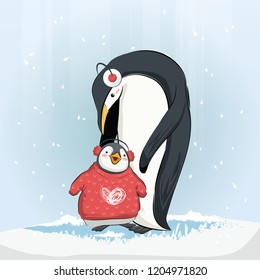 Cute Baby Penguin Wearing Sweater