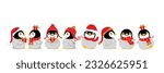 Cute baby penguin in winter costume vector. Merry Christmas and happy holidays greeting card. Wildlife animal cartoon character. -Vector