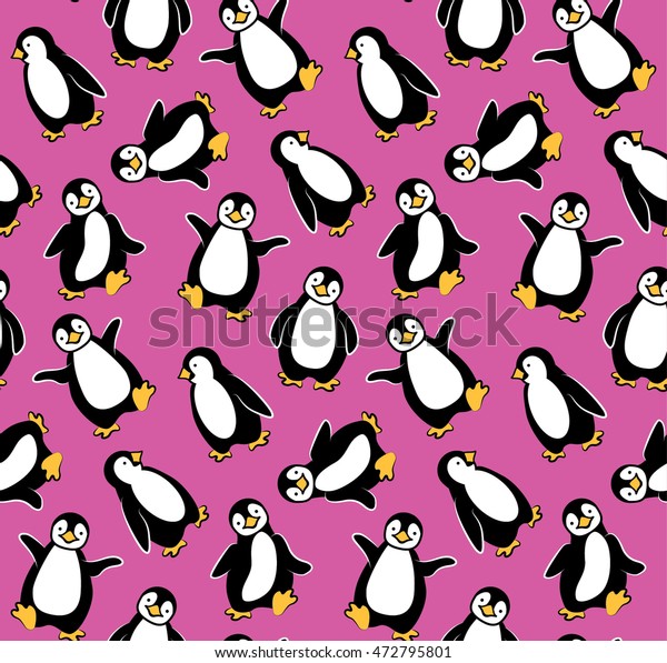 Download Cute Baby Penguins Seamless Vector Pattern Stock Vector ...