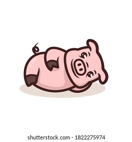 Cute Baby Pig animal mascot design illustration