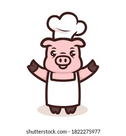 Cute Baby Pig animal mascot design illustration