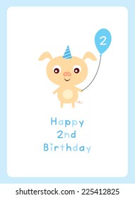 cute baby pig boy second birthday card
