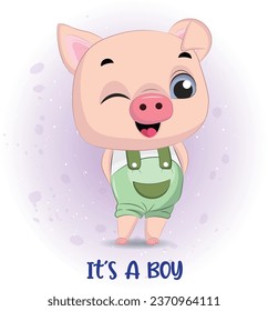 Cerdo lindo es un vector masculino