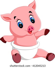 Cute baby pig cartoon