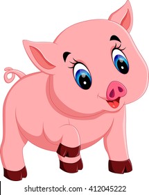 Cute baby pig cartoon