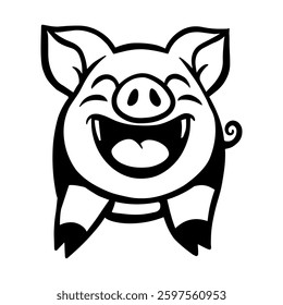cute baby pig pink cartoon style full smile vector mascot