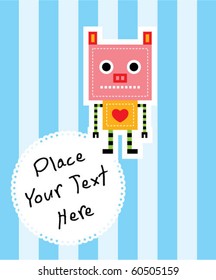 cute baby pig robot tag