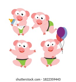 diseño de ilustración vectorial simple de baby pig