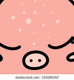 Cute baby pig snout cartoon vector illustration. Flat design background with swine nose, eyes, mouth. Hand drawn close up domestic animal face, muzzle. Veterinary color poster, banner design idea