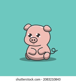 cute baby pig vector illustration