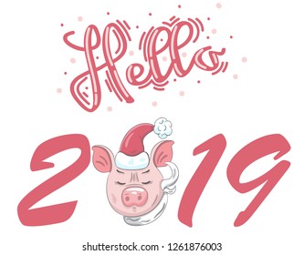 Cute baby piggy cartoon hand drawn vector illustration. Can be used for baby t-shirt print, fashion print design, children wear, baby shower celebration, greeting and invitation card.