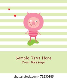 cute baby piggy greeting