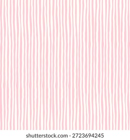 Cute baby pink stripes pattern, girly seamless print. Vector stripes, hand draw doodle lines