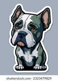 Cute baby pitbull sticker with background 