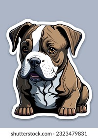 Cute baby pitbull sticker with background 