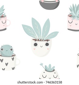 Cute Baby Plants Seamless Pattern Nursery: เวกเตอร์สต็อก (ปลอดค่า